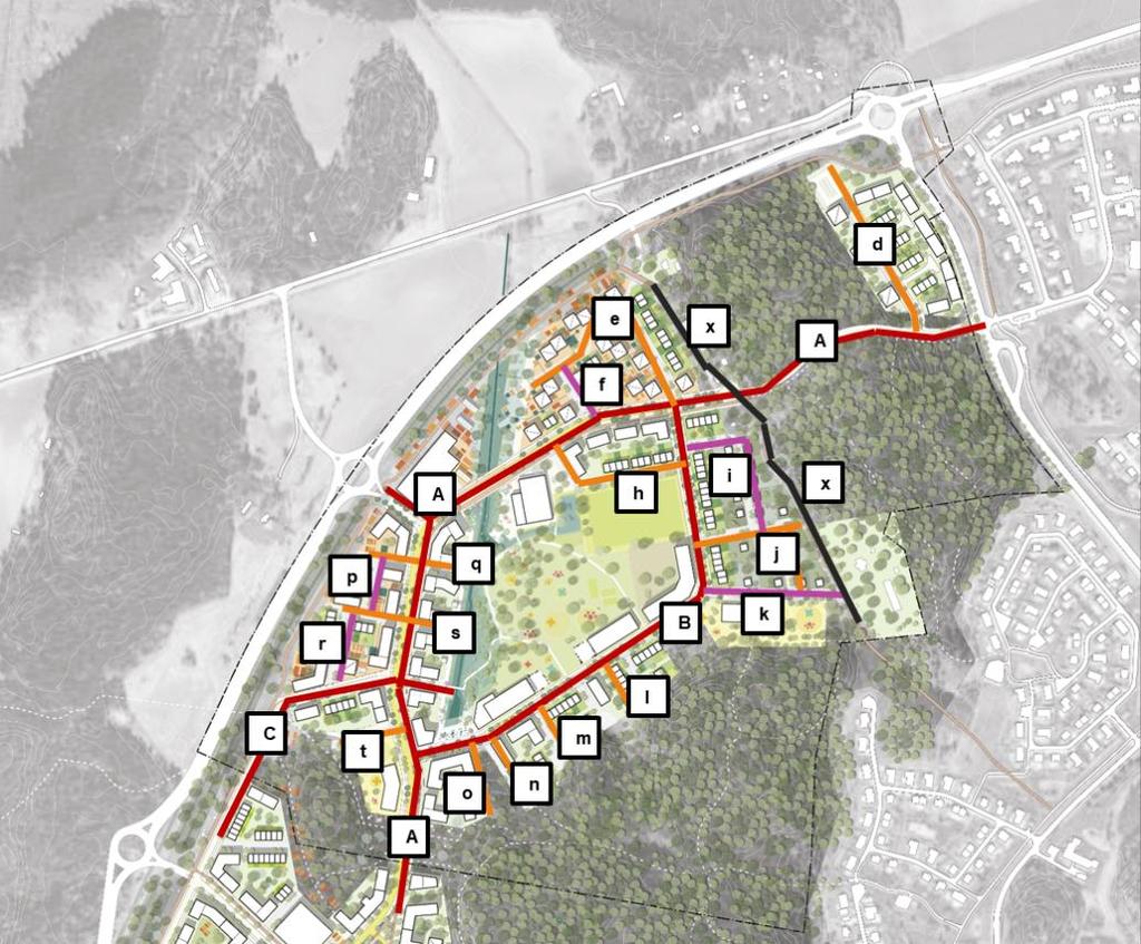 Gårdsgator typ 2 (5,5 m utan förgårdsmark): området.