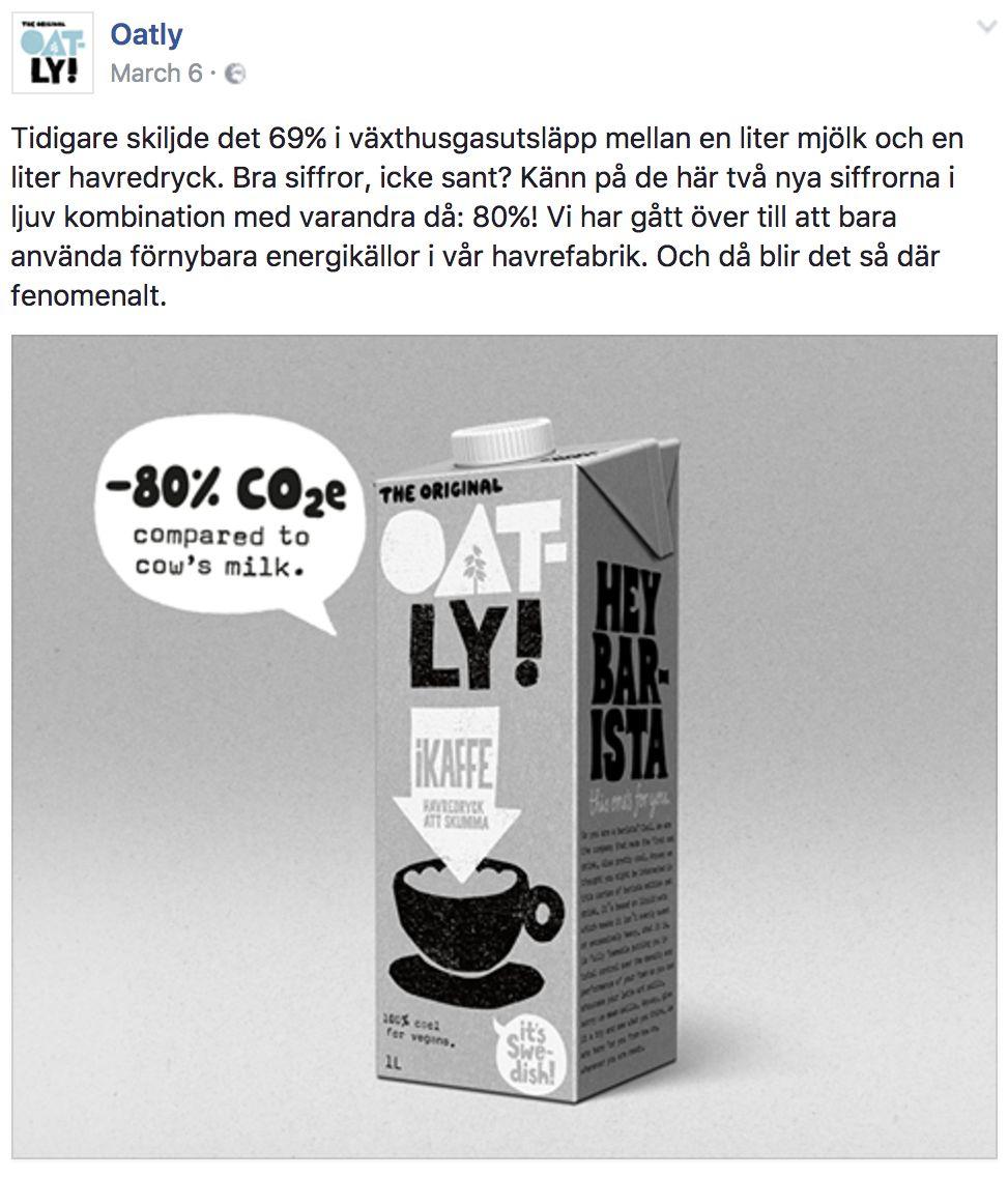 På Instagram har Oatly 40 000 följare och har publicerat 557 inlägg (23 april 2017).