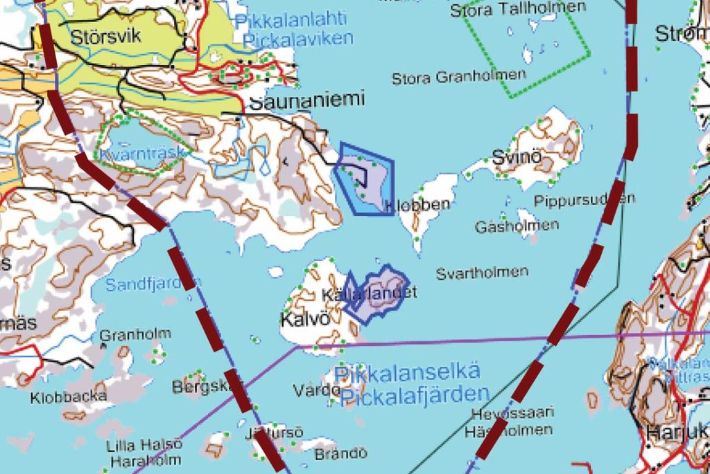 av planområdet. Generalplaneområdets gräns med rött. Bild 6.