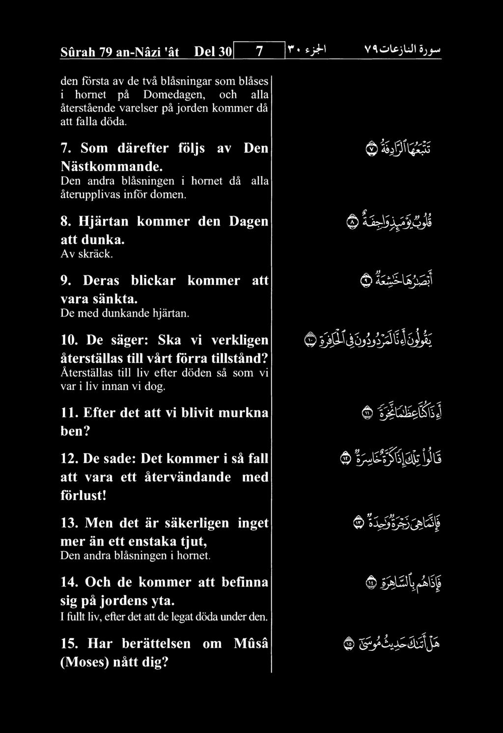 De sager: Ska vi verkligen aterstallas till vart forra tillstand? Aterstallas till liv efter doden sa som vi var i liv innan vi dog. 11. Efter det att vi blivit murkna ben? 12.