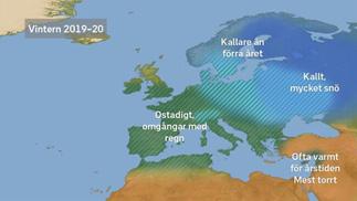 Uppföljning av vinterprognoserna Copernicus konsoliderade prognos såg ut så här SvT:s säsongprognos som tagits fram av Nitzan Cohen såg ut som nedan.