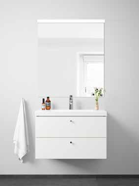 BADRUMSMÖBEL STANDARD Mono möbel 80 cm (bad övre plan) och 60 cm (WC/D nedre plan) inkl spegel med belysning.