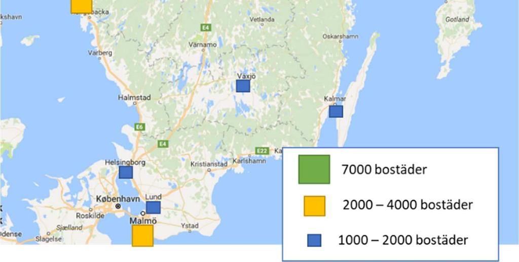 8000 6000 4000 2000 0 De 19 kommuner med mer än 1000 planerade bostäder 2017 Bostäder i flerbostadshus Bostäder i småbostadshus Figur 7 De 19 kommuner