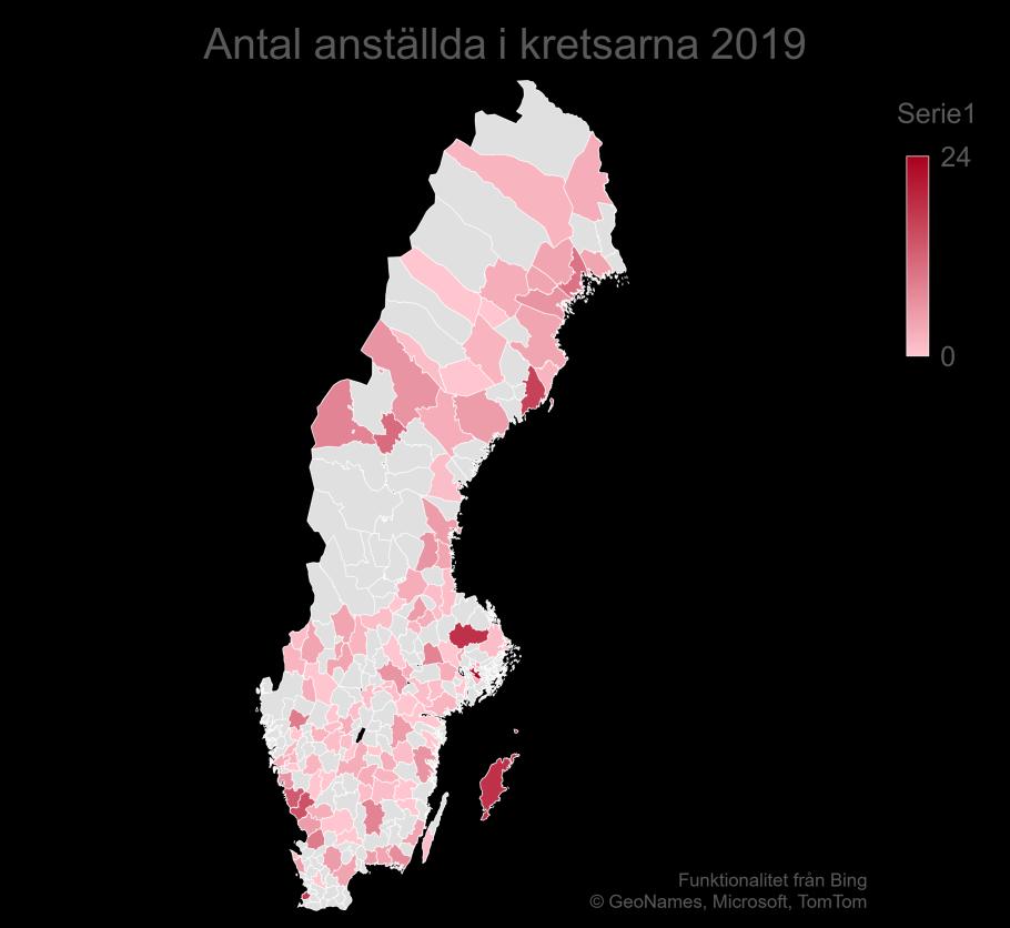 Arbetsgivarfrågor 2019 Kretsarna har totalt 445 personer anställda vilket kan räknas om till 302 heltidstjänster.