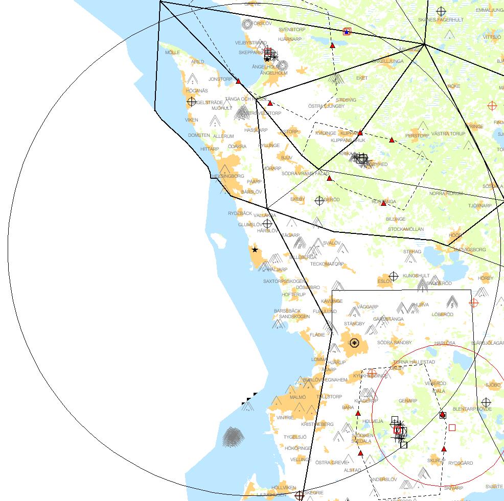 Del 2 Flyghinderanalys BERÖRDA FLYGPLATSER - Berörd flygplats är sakägare LUFTRUM Så här läser du denna del av analysen: Denna analys svarar bara på frågan om verket/masten/byggnadsverket hamnar inom