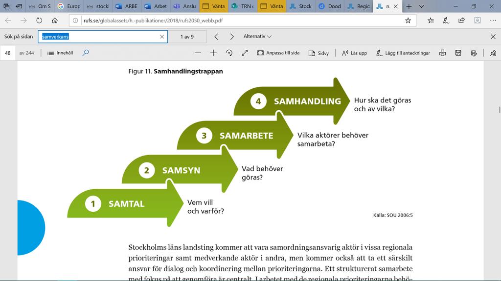 I processen med framtagandet av strategin har ett tydligt behov av regional samordning av regionala utvecklingsfrågor lyfts fram.