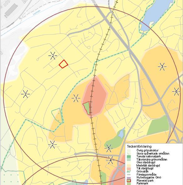 Översiktsplan 2030 med utblick mot 2050 Enligt kommunens översiktsplan, antagen av kommunfullmäktige 2016-11-07, är planområdet utpekat som gles stadsbygd vad gäller framtida markanvändning.