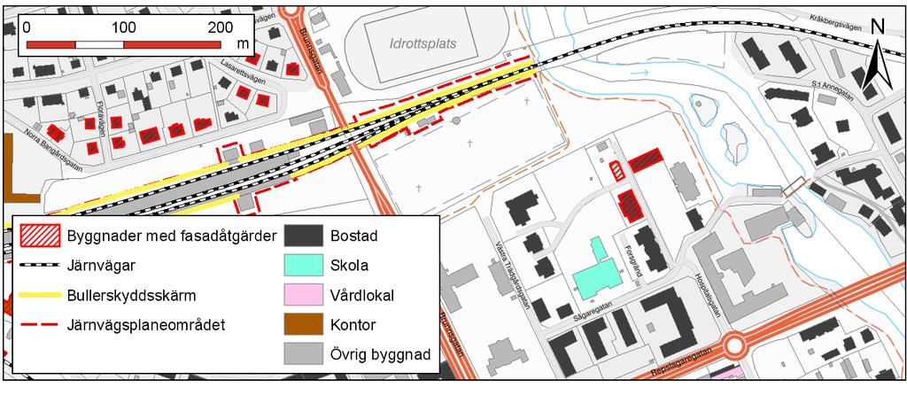 Implementeras de ovannämnda åtgärderna innehålls alla riktvärden. Omfattningen av dessa åtgärder redovisas nedan. Beräkningsresultat redovisas i bilaga 2 och 3.