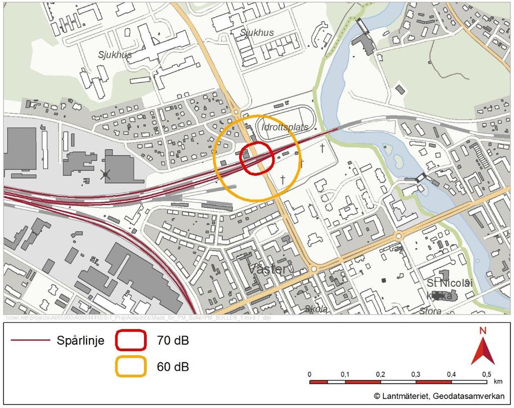 Ny bro vid Brunnsgatan Vid Brunnsgatan anläggs nya järnvägsbroar. I samband med anläggningen av Figur 10-2: Bullerkarta Byggskede.