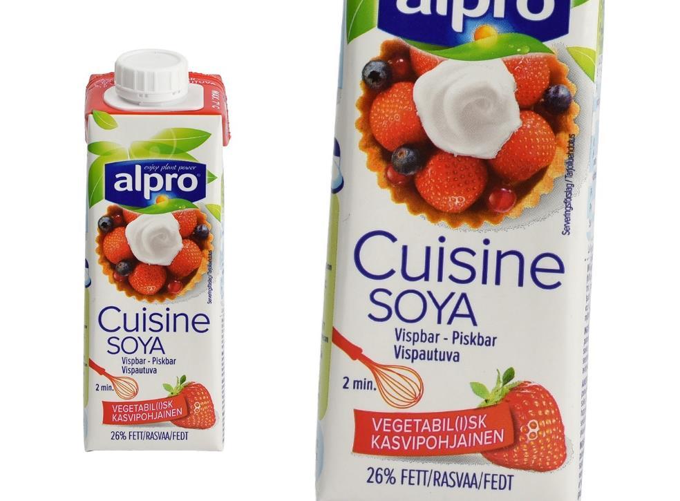 VINNARE! 1. Alpro Cuisine soya vispbar Nästan ingen soja Liksom sojadryck är ett alternativ till mjölk är denna produkt ett alternativ till vispgrädde.