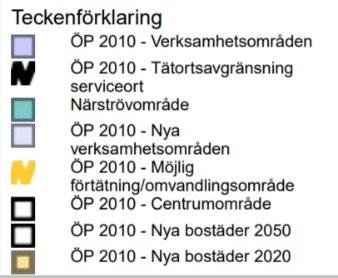 viss byggnation, i mark- och vattenanvändningskarta. I text föreslås att Kode i första hand ska växa genom förtätning och ny bebyggelse i direkt anslutning till den befintliga.