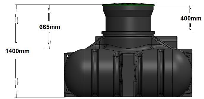 Accessories The Septic Tank has as standard a built-inneck with height of 265 mm above the main upper side of the tank.