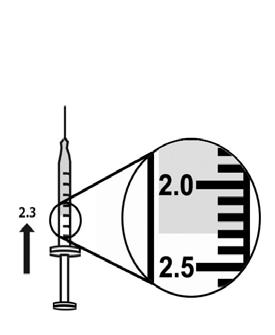 6. Vänd sprutan så att nålen pekar rakt uppåt. Dra nålskyddet rakt av. Vrid inte nålen eller skyddet medan du drar av det.