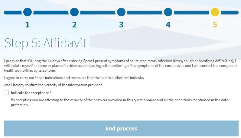 Slutförande För att slutföra formuläret ska du godkänna reglerna för hur du ska agera om du får symptom på coronavirus.