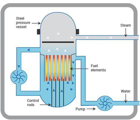 that the reactor core can contain up to 140 tons of uranium. A basic BWR can be seen is figure 2.