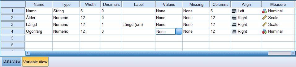 I rutan Value: skriver 1, under Label skriv vad siffran betyder, här Blå. Tryck sedan Add. Fyll sedan i värde etiketter för 2=Brun och 3=Övrigt. När du är klar tryck OK.