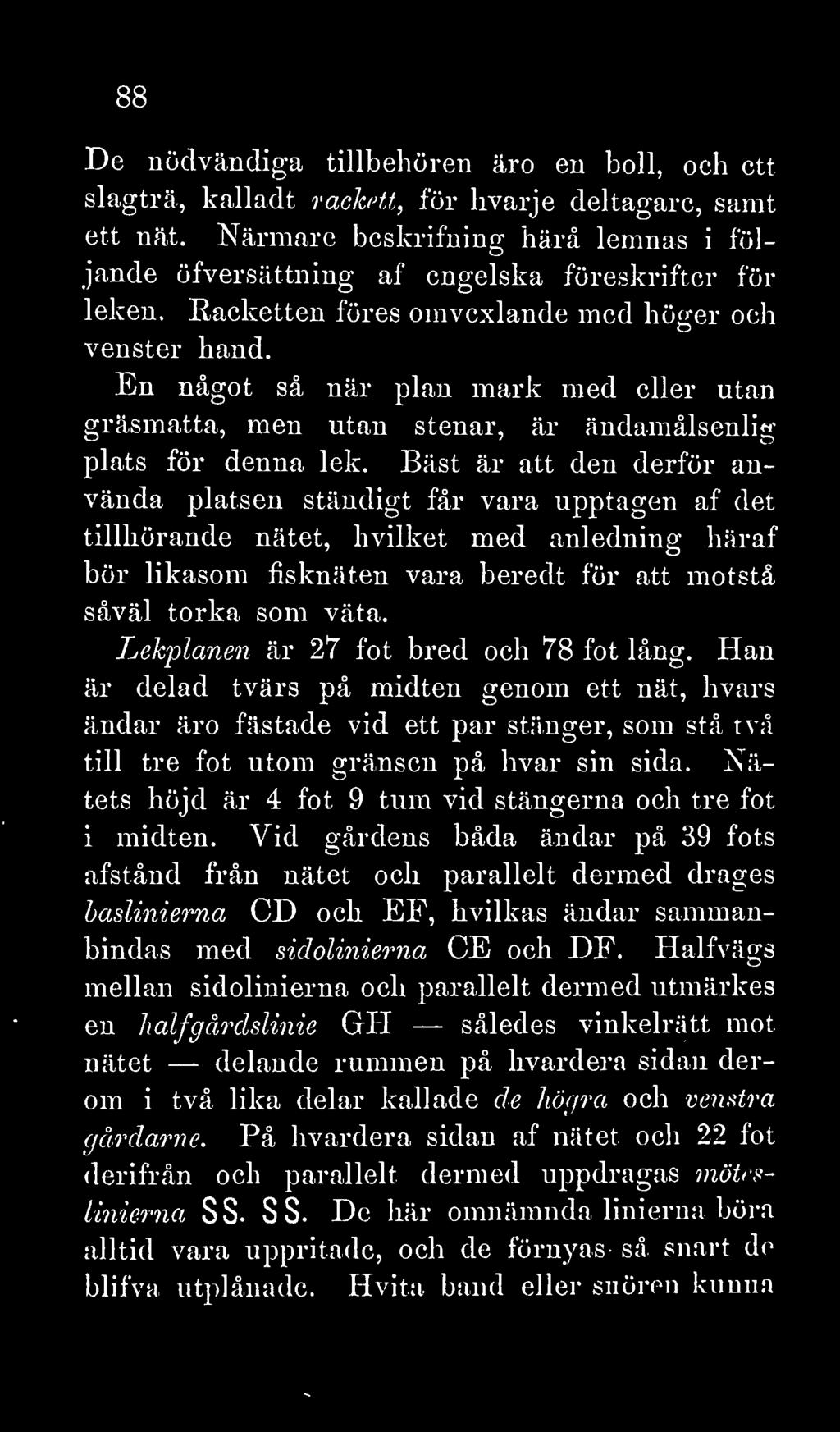 En något så när plan mark med eller utan gräsmatta, men utan stenar, är ändamålsenlig plats för denna lek.