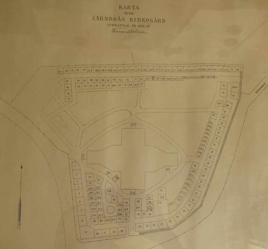 1930 Karta över Järnboås kyrkogård från år 1930.