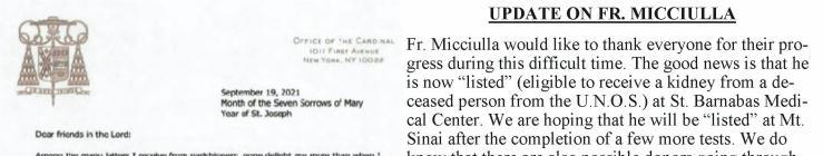 UPDATE ON FR. MICCIULLA Fr.