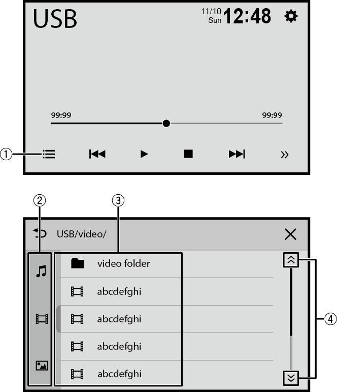 functie voor het afspelen van audio instellen Het afspeelscherm weergeven Het type