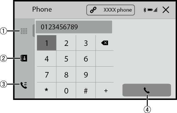 Bluetooth -verbinding 1 Druk op. 2 [Phone]. 3 De naam van het toestel selecteren op het scherm van het mobiele apparaat. 4 Koppeling door het mobiele apparaat en dit toestel uitvoeren.