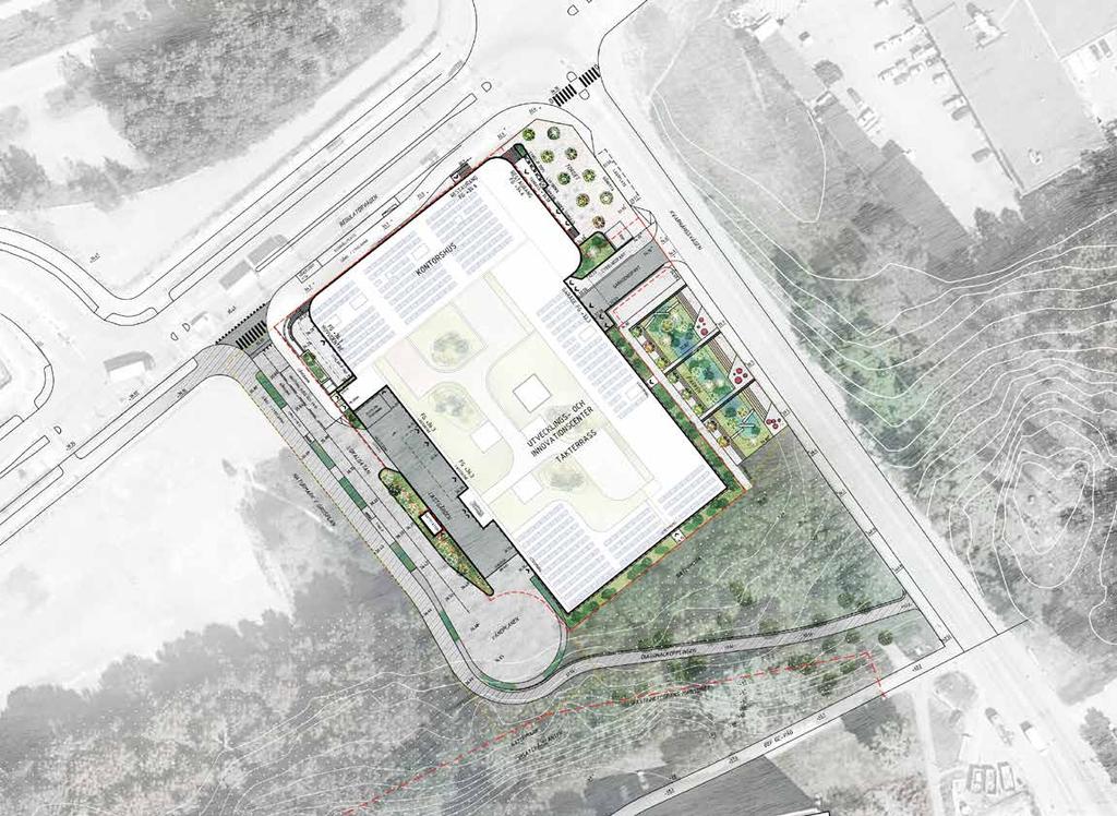 Situationsplan Skede 1 Bild: Situationsplan skede 1 Planområdesgräns i gult och fastighetsgräns i rött. SKEDE 1 Skede 1 avser detaljplanen Centralmarkens genomförandetid.