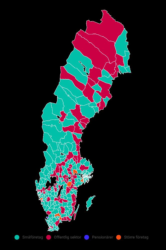 Välfärdsskaparna Figur - Antal jobb per sektor i s kommun 2019 Små företag (<50 anställda) Större företag Offentliga & övriga organisationer 4 184 7 95 6 96 7 95 Så många jobb finns i de små