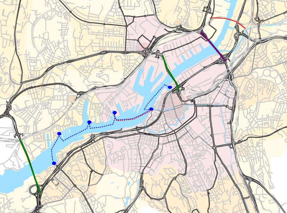 Figur 16: Älvrummet från dåtid till nutid beskrivs ytterligare i trafikkontorets rapport Kopplingar över Göta älv sammanställning av behov och förutsättningar 2016 (Ramböll på uppdrag av