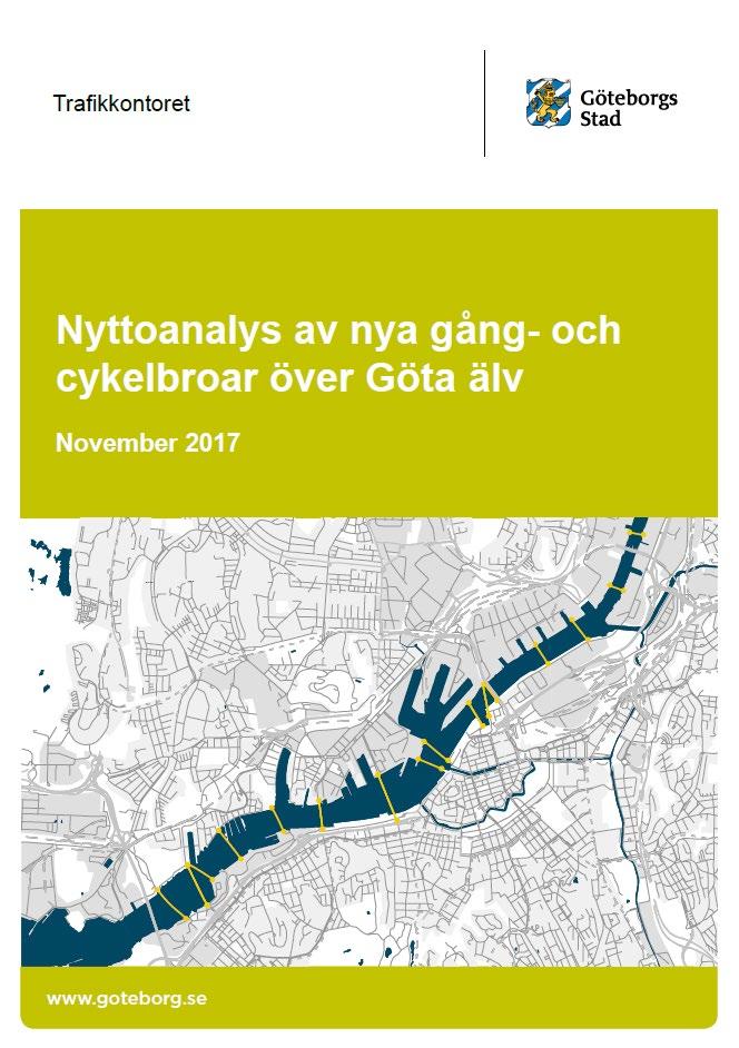 Figur 32: Nyttoanalys av nya gång- och cykelbroar över Göta älv, november 2017 framtagen av Ramböll på uppdrag av trafikkontoret.