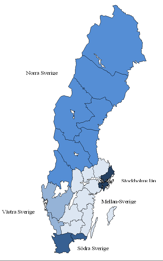 med funktionsnedsättning 2013 Bilagor Bilaga 2 Regionindelning Stockholms län 01 Stockholms län Mellan-Sverige 03 Uppsala län 04