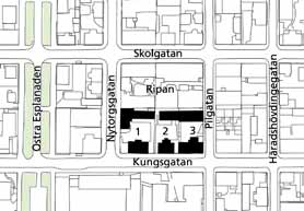 Bebyggelsekaraktärer 1 Tidig bostadsbebyggelse i kv Ripan, 1870-tal Ripan 1. Vindskupa, hörnbalkong och locklistpanel med bågfris. Ripan 3, Kungsgatan 97/Pilgatan 13.