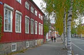 Vattenbaserad eller annan blank färgtyp förändrar husets karaktär och är inte lämplig här. Fönstren bevaras i första hand och underhålls med oljebaserad färg.