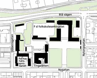 10 Skolbyggnader i kv Hugin, 1920-tal och 1950-tal Hugin 2. Nygatan 43. F d hushållsseminariet där numera Folkuniversitetet huserar.