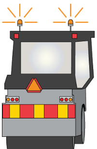 Bredden på vagnens markerings-skärmar kan variera mellan ca 1600 mm och 2200 mm. Vagnen får endast bära utpekade vägmärken, som ett fordon, se kap 9.3.
