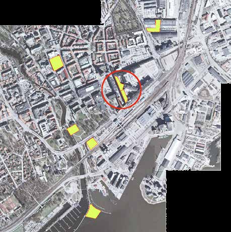 Etablering av Karlsgatan 2 Figur 2: Karta över Västerås centrala delar. De sex slutgiltiga förslagen utmarkerade med Karlsgatan 2 inringad. Källa: Västerås stad.