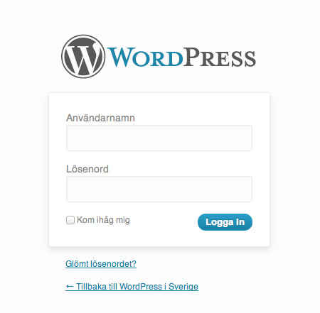 3.1 Här är admingränssnittet Så! WordPress är installerat.