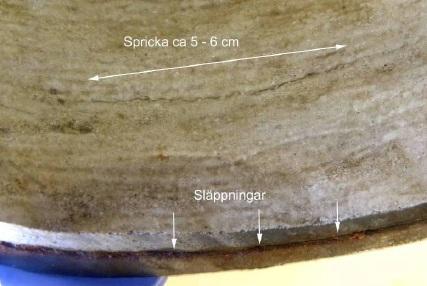 Ytterligare en effekt av itusågningen var att reliningen släppte från det befintliga röret och att reliningsmaterialets diameter minskade, vilket