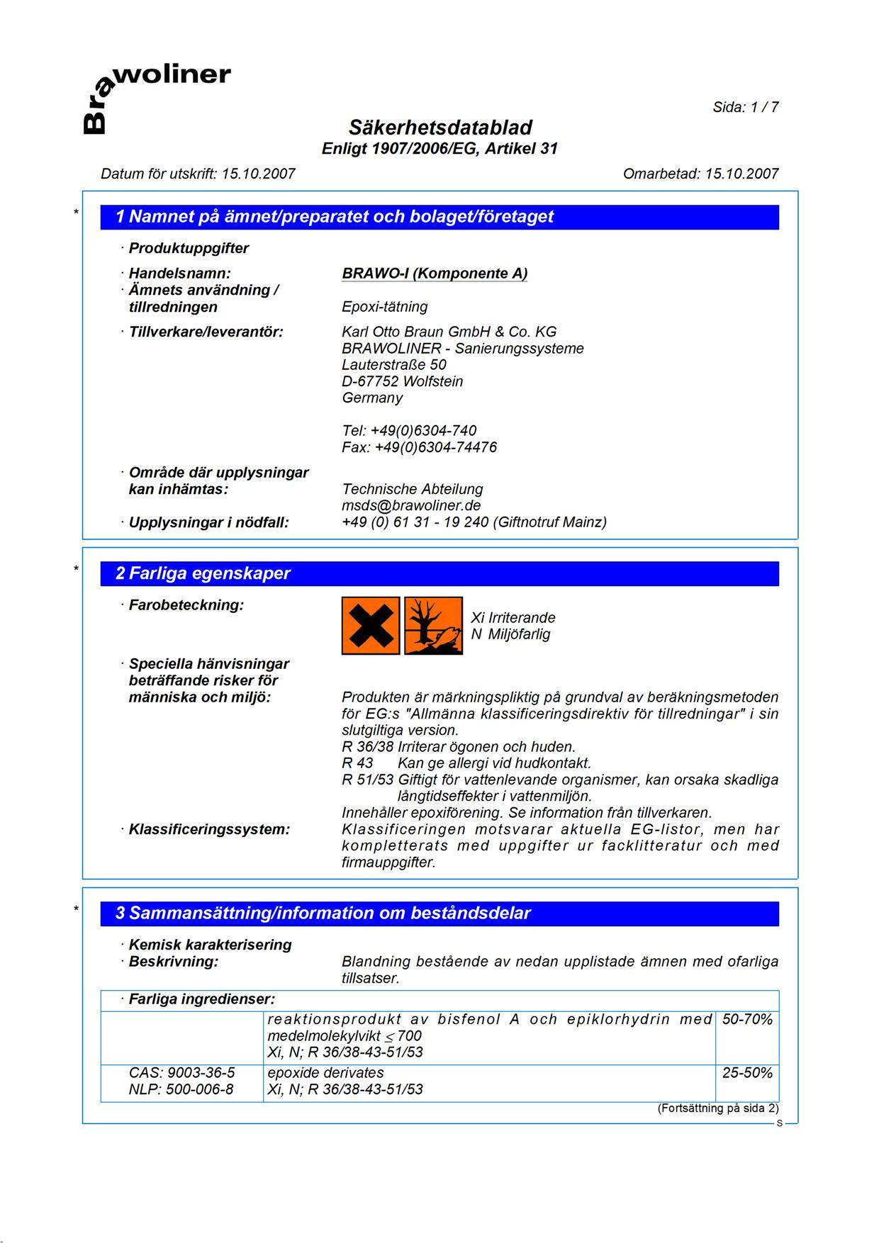 13 Bilaga 2- Säkerhetsdatablad Brawoliner 46