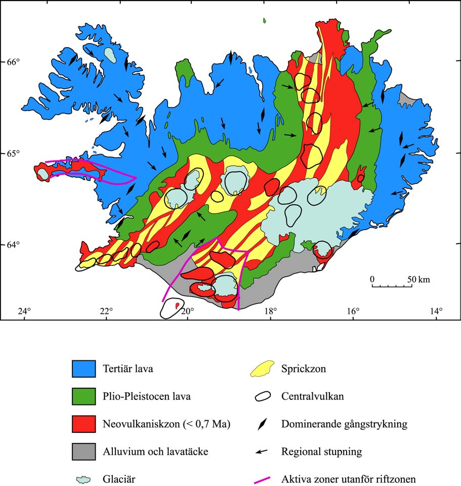 Man kan tala om en mer eller mindre konstant hastighet i den undre skorpan. Den totala tjockleken av skorpan under Island är 10-15 km. Detta skall jämföras med normal oceanskorpa, som är 6-7 km tjock.