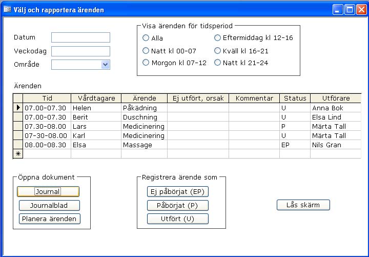 hov av att ta reda på mer information om vårdtagaren. Behov av att få ta reda på mer information om vårdtagaren kan också uppstå efter ett besök.