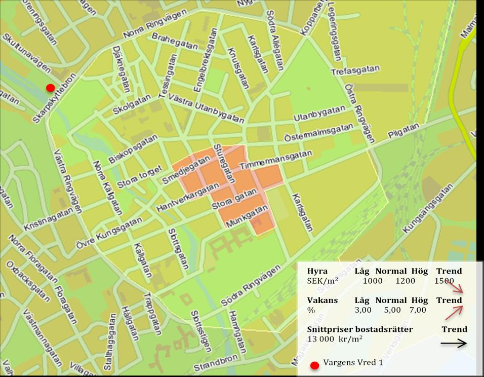 9.5 Marknads analys Marknadsanalys av Örby har gjorts med hjälp av Datscha (2009). 9.5.1 Lokaler Enligt Datscha ligger snitthyran på kontorslokaler i Västerås på ca 1200 kr/kvm.