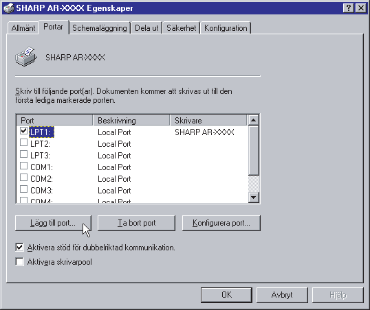 2 SKRIVARDELNING Klientinställningar (del 3) Inställningar under Windows NT 4.0 Om operativsystemet är Windows NT 4.