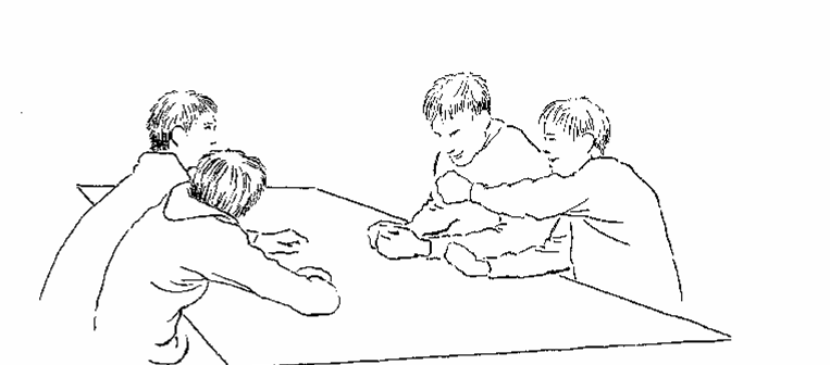 Niklas: Jag [nästan ((Börjar gestikulera en rattande rörelse åt höger.)) svängde >> 16. Peter: [Ja. 17. Niklas: >> med boken så här! Nu jävlar skynda dig nu! 19.
