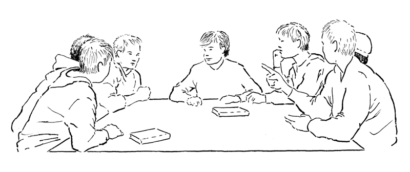 11. Henrik: Sen kom hon [aldrig tillbaka. 12. Krister: [Nej. 13. Niklas: [Två år s- 14. Henrik: [Tre (. ) [tre år sen var det väl va? 15. Niklas: [Tre år sen. 16.