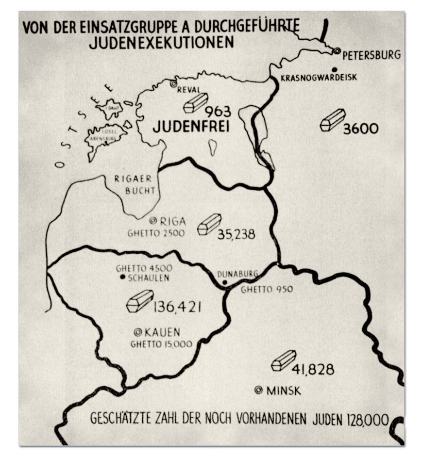 I Baltikum Kartan kommer ur en rapport från Einsatzgrupp A, vars huvudsakliga operationsområde var Baltikum.