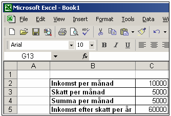 2.1.6 Formatering, cellers värde och utseende En cell kan i grundinställning visa text eller tal, kort och gott det vi skriver in. Det går dock att styra en cells utseende. (Se 2.2.1!) Det går då till exempel att ange att en cell enbart skall visa ett visst antal decimaler.