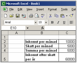 Figur 28. Cell B5 med Wrap text 2.2.5 Kopiering och borttagning av formatering Vid kopiering av en cell kopieras cellens innehåll och formatering med till den plats där vi klistrar in.