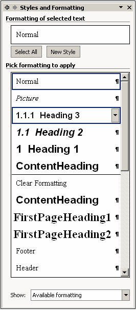 Word och Excel en enkel handledning. Word Revision 2008-02-06 Formatmall kan även väljas genom Format/Styles and formatting.