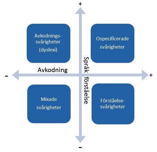 Figur 4.1 Klassifikation av personer med läs- och skrivsvårigheter utifrån avkodningsförmåga och språkförståelse (Catts, Hogan och Fey, 2003).