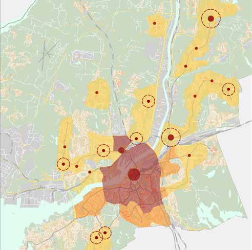 ÅTGÄRDSOMRÅDEN Infrastruktur 2 Skapa tillräckligt utrymme och goda svängradier i korsningspunkter Svängradien i korsningar ska vara dimensionerad för lastcyklar.